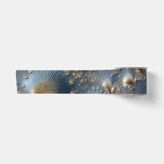 Elegant Blue and Gold Abstract Satin Ribbon Satijnen Lint