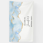 Elegant Blue and Gold Agate Border Birthday Spandoek (Verticaal)