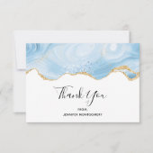 Elegant Blue and Gold Agate Border Hartelijk dank Bedankkaart (Voorkant)