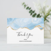 Elegant Blue and Gold Agate Border Hartelijk dank Bedankkaart (Staand voorkant)