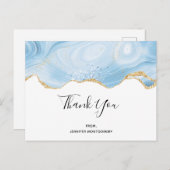 Elegant Blue and Gold Agate Border Hartelijk dank Briefkaart (Voorkant / Achterkant)