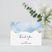 Elegant Blue and Gold Agate Border Hartelijk dank Briefkaart (Staand voorkant)