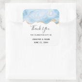 Elegant Blue and Gold Agate Border Hartelijk dank Vierkante Sticker (Tas)