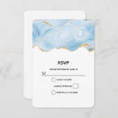 Elegant Blue and Gold Agate Border RSVP Kaartje (Voorkant / Achterkant)