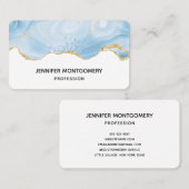 Elegant Blue and Gold Agate Border Visitekaartje (Voorkant / Achterkant)