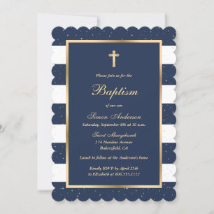 Elegant Blue and Gold Boy Baptism-uitvindingen Kaart