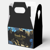 Elegant Blue and Gold Flowers Birthday Party Bedankdoosjes (Geopend)