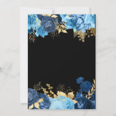 Elegant Blue and Gold Flowers Birthday Party Bedankkaart (Achterkant)