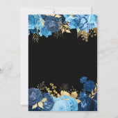 Elegant Blue and Gold Flowers Birthday Party Kaart (Achterkant)