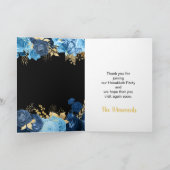 Elegant Blue and Gold Flowers Hanukkah Party Bedankkaart (Binnen)