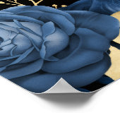 Elegant Blue and Gold Flowers Hanukkah Party Poster (Hoek)