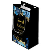 Elegant Blue and Gold Flowers Sweet Sixteen Klein Cadeauzakje (Achterkant Gekanteld)