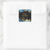 Elegant Blue and Gold Flowers Sweet Sixteen Vierkante Sticker (Tas)