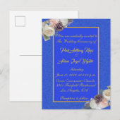 Elegant Blue and Gold Invitation Uitnodiging Briefkaart (Voorkant / Achterkant)