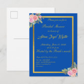 Elegant Blue and Gold Invitation Uitnodiging Briefkaart (Voorkant / Achterkant)