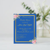 Elegant Blue and Gold Invitation Uitnodiging Briefkaart (Staand voorkant)