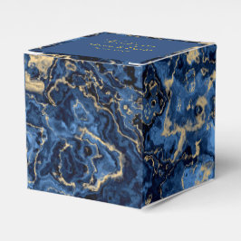 Elegant Blue and Gold Marble Wedding Favor Box Bedankdoosjes