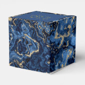 Elegant Blue and Gold Marble Wedding Favor Box Bedankdoosjes (Achterkant)