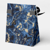 Elegant Blue and Gold Marble Wedding Favor Box Bedankdoosjes (Achterkant)