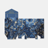 Elegant Blue and Gold Marble Wedding Favor Box Bedankdoosjes (Uitgevouwen)