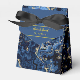 Elegant Blue and Gold Marble Wedding Favor Box Bedankdoosjes