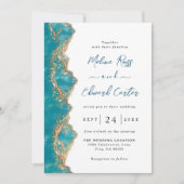 Elegant Blue and Gold Marble Wedding Invitation Save The Date (Voorkant)