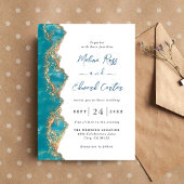 Elegant Blue and Gold Marble Wedding Invitation Save The Date