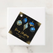Elegant Blue and Gold Ornament Christmas Bedankjes Labels (In situ)