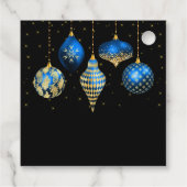 Elegant Blue and Gold Ornament Christmas Bedankjes Labels (Achterkant)