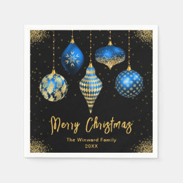Elegant Blue and Gold Ornament Christmas Servet