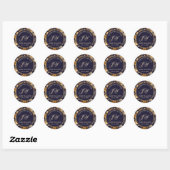 Elegant Blue and Gold Pattern 100e verjaardag Ronde Sticker (Vel)