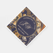 Elegant Blue and Gold Pattern 100e verjaardag Servet (Hoek)