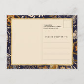 Elegant Blue and Gold Pattern 100e verjaardag Uitnodiging Briefkaart (Achterkant)
