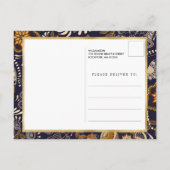 Elegant Blue and Gold Pattern 100e verjaardag Uitnodiging Briefkaart (Achterkant)