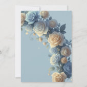 Elegant blue and gold roses baby boy shower kaart (Achterkant)