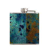 Elegant Blue and Gold Vine Abstract Personalised Heupfles (Achterkant)