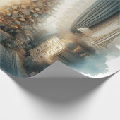 Elegant Blue and Gold Vintage Christmas  Cadeaupapier (Hoek)