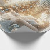 Elegant Blue and Gold Vintage Christmas  Cadeaupapier (Hoek)