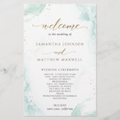 Elegant Blue and Green Waterverf Wedding Programme (Voorkant)
