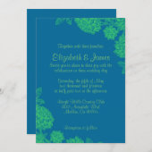 Elegant Blue and Green Wedding Invitations Kaart (Voorkant / Achterkant)