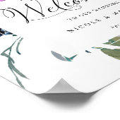 Elegant Blue and Paars Wedding Welcome Sign Poster (Hoek)