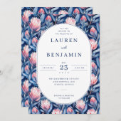 Elegant Blue and Pink Floral Kaart (Voorkant / Achterkant)