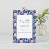 Elegant Blue and Pink Floral Pattern Informatiekaartje (Staand voorkant)