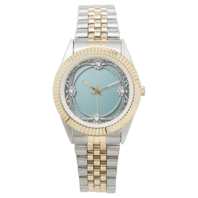 Elegant Blue and Silver eWatch  Horloge (Voorkant)