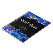 Elegant Blue and Silver Flower Birthday Guest Book Notitieboek (Linkerzijde)