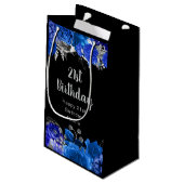 Elegant Blue and Silver Flowers Birthday Party Klein Cadeauzakje (Achterkant Gekanteld)