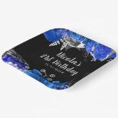 Elegant Blue and Silver Flowers Birthday Party Papieren Bordje (Gebogen)