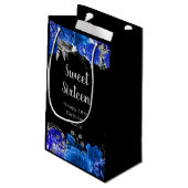 Elegant Blue and Silver Flowers Sweet Sixteen Klein Cadeauzakje (Achterkant Gekanteld)