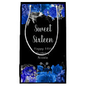 Elegant Blue and Silver Flowers Sweet Sixteen Klein Cadeauzakje (Voorkant)