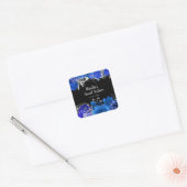 Elegant Blue and Silver Flowers Sweet Sixteen Vierkante Sticker (Envelop)